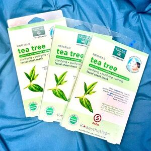 Earth Theraputics Tea Tree Clarifying•Purifying•Toning Facial Sheet Masks (5) X3